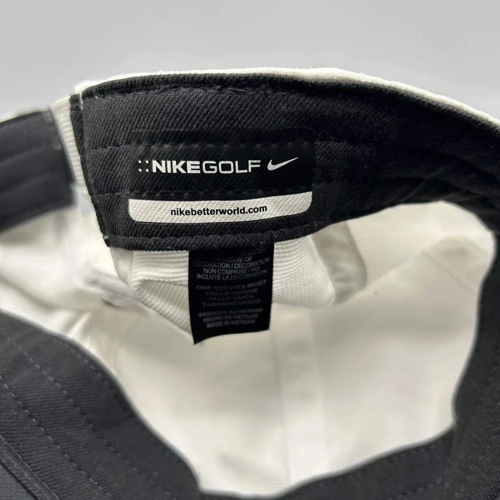 Nike Golf Hat Men White Black Fontainebleau‎ Embroidered Strap Back Cap